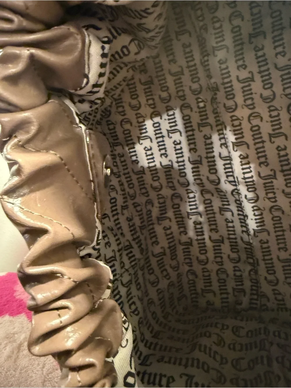 Juicy Couture Soft Spoken Tote bag color iced coffee with silver chain NWT